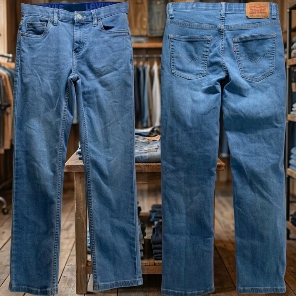 Levi's 502 Boys 12 Reg Light Wash Taper Fit Adjustable Waist Jeans 26x27